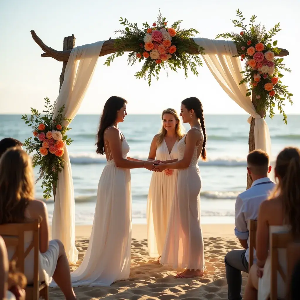 Decor de nuntă cu lumini festivi și mese frumos aranjate.